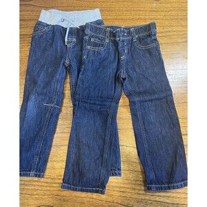 Boys 4T Jeans Lot LINED & UNLINED Elastic Pull Up Waist Band Easy On EUC